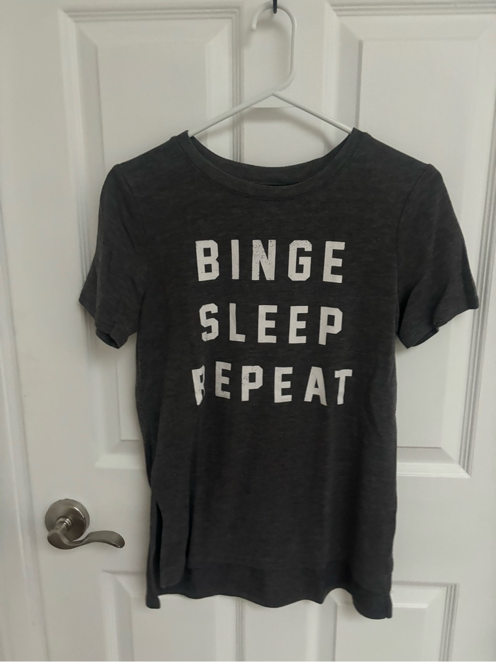 Modern Lux Charcoal Gray Graphic Tee - White Lettering